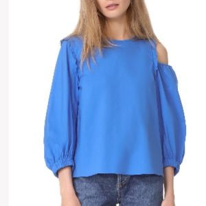 Tibi Poplin Asymmetrical Cutout Top, size 0